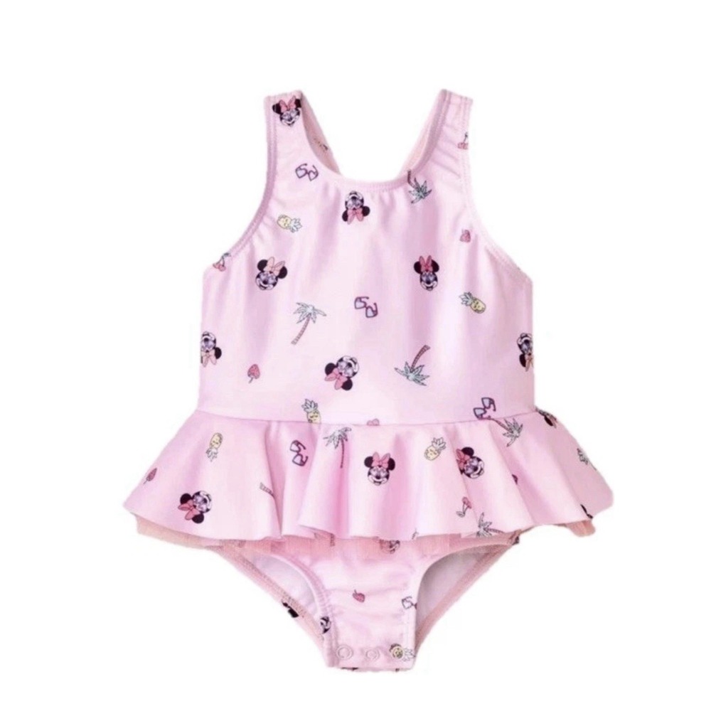 Baby Girls' Disney Minnie Mouse Ruffle One Piece Swimsuit Pink 9M NWT